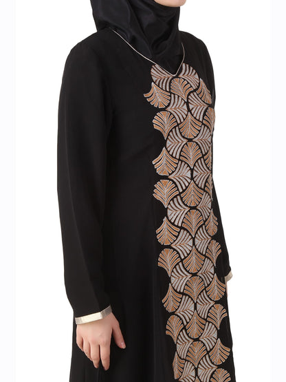 Annam Black Dual Layer Nida and Georgette Abaya