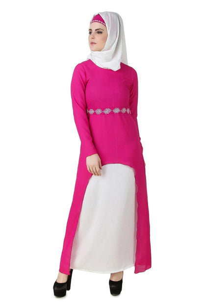 Meher Magenta & White Abaya