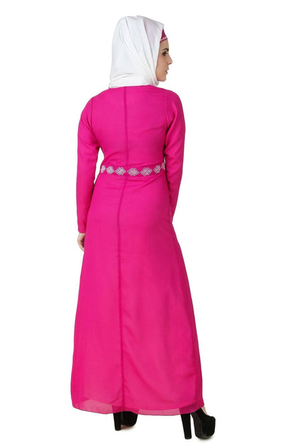 Meher Magenta & White Abaya