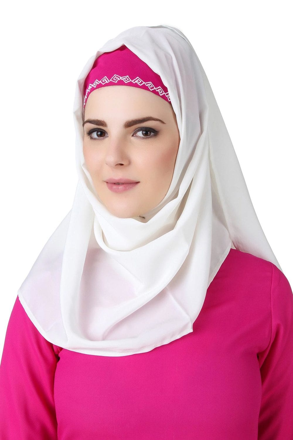 Meher Magenta & White Abaya