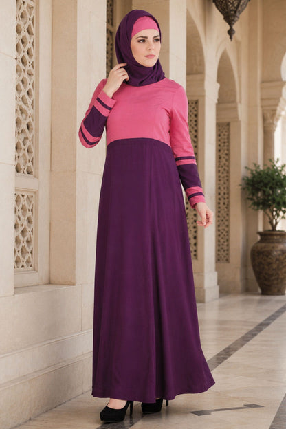 Noreen Pink & Purple Rayon Abaya