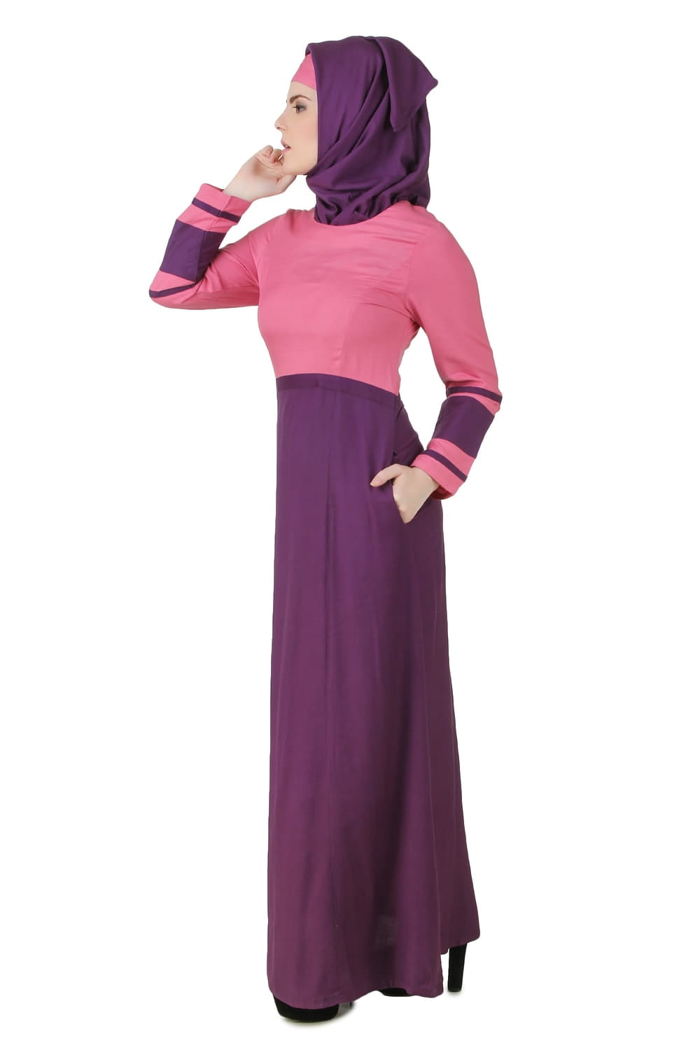 Noreen Pink & Purple Rayon Abaya