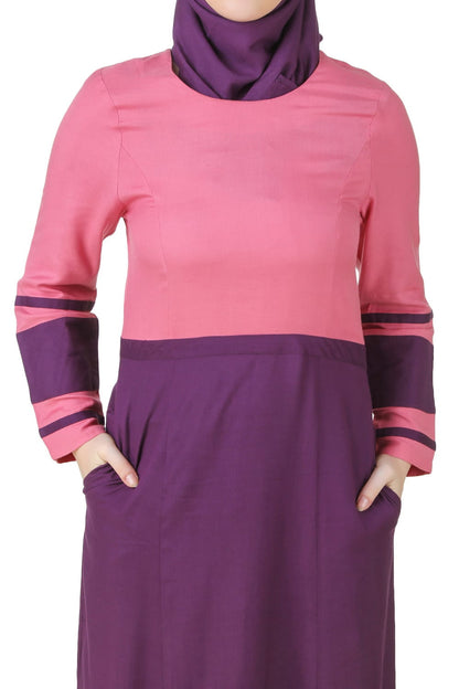 Noreen Pink & Purple Rayon Abaya