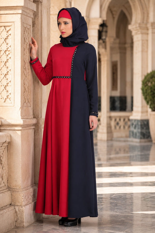 Maizah Rose Pink & Navy Blue Kashibo Abaya