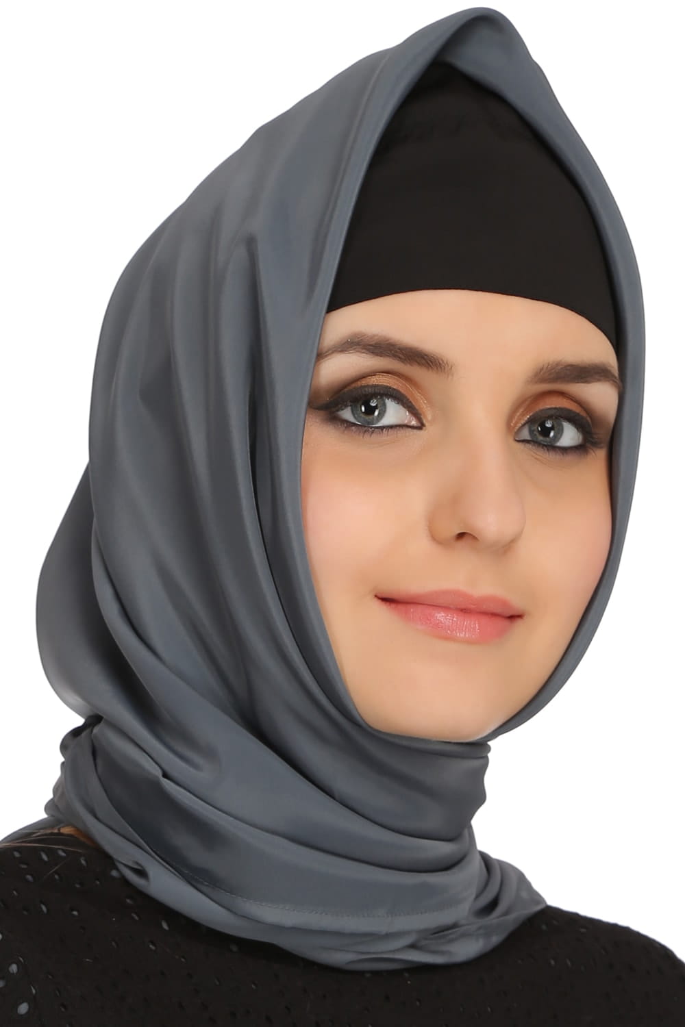 Amaya Black & Grey Schiffli & Crepe Abaya