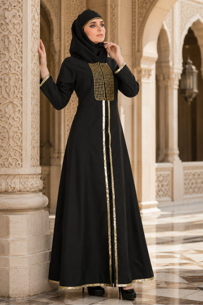 Maysun Black Front Open Abaya