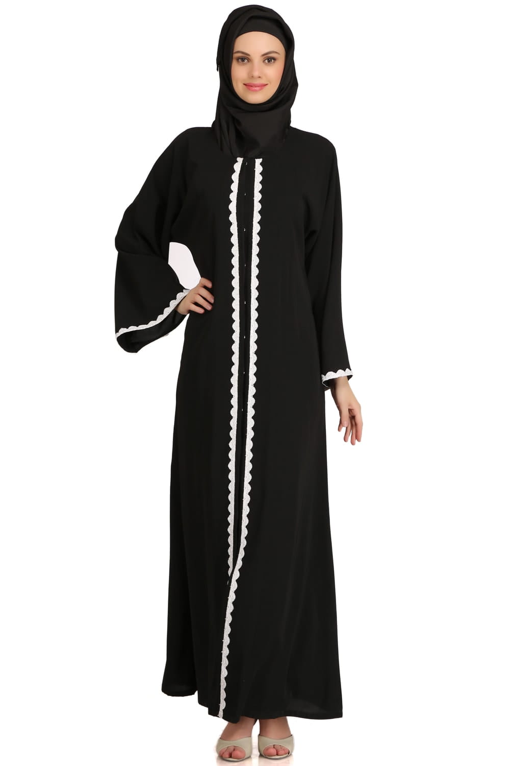 Fatihah Black Nida Front Open Dubai Abaya
