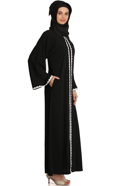 Fatihah Black Nida Front Open Dubai Abaya