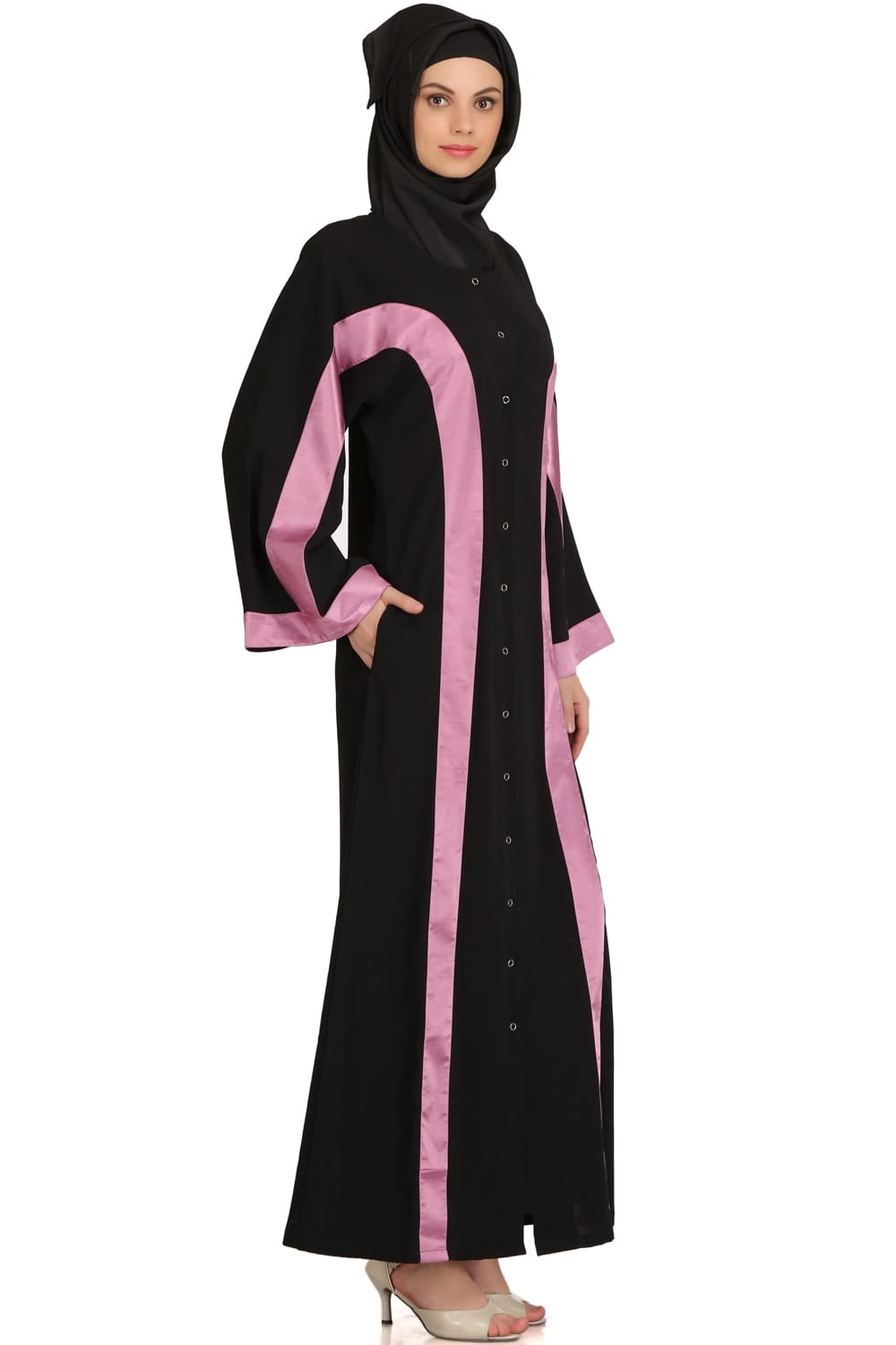 Lazim Black Nida Front Open Dubai Abaya