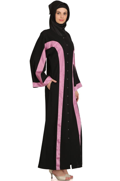 Lazim Black Nida Front Open Dubai Abaya