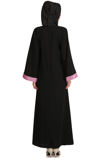 Lazim Black Nida Front Open Dubai Abaya
