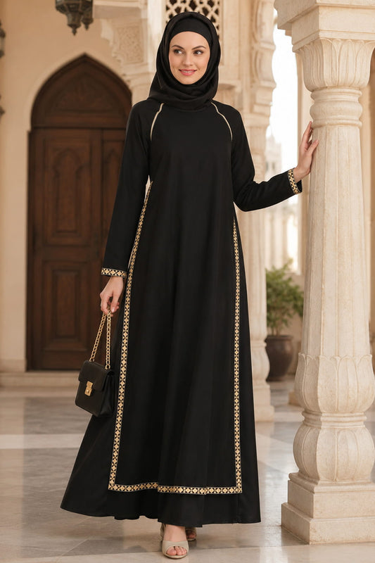 Najdah Black Nida & Net Umbrella Abaya