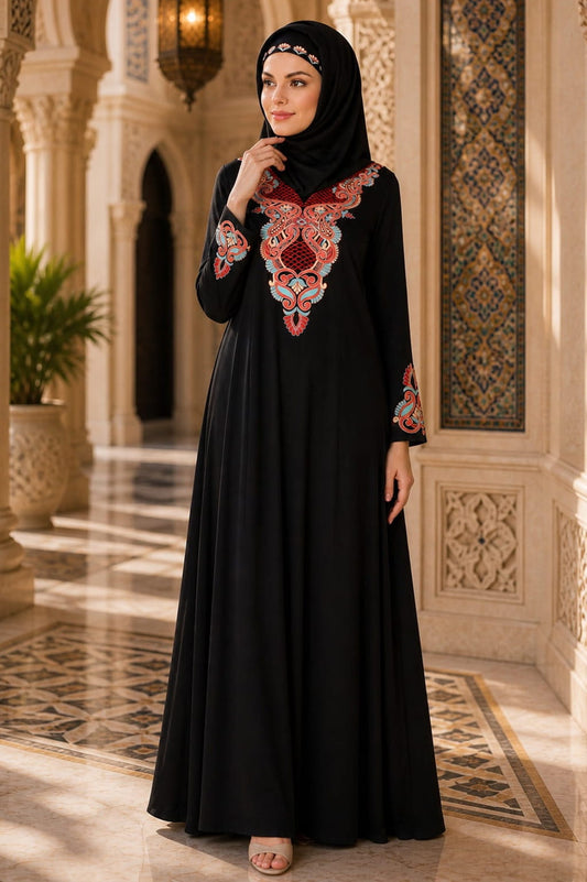 Jalilah Black Rayon Umbrella Abaya