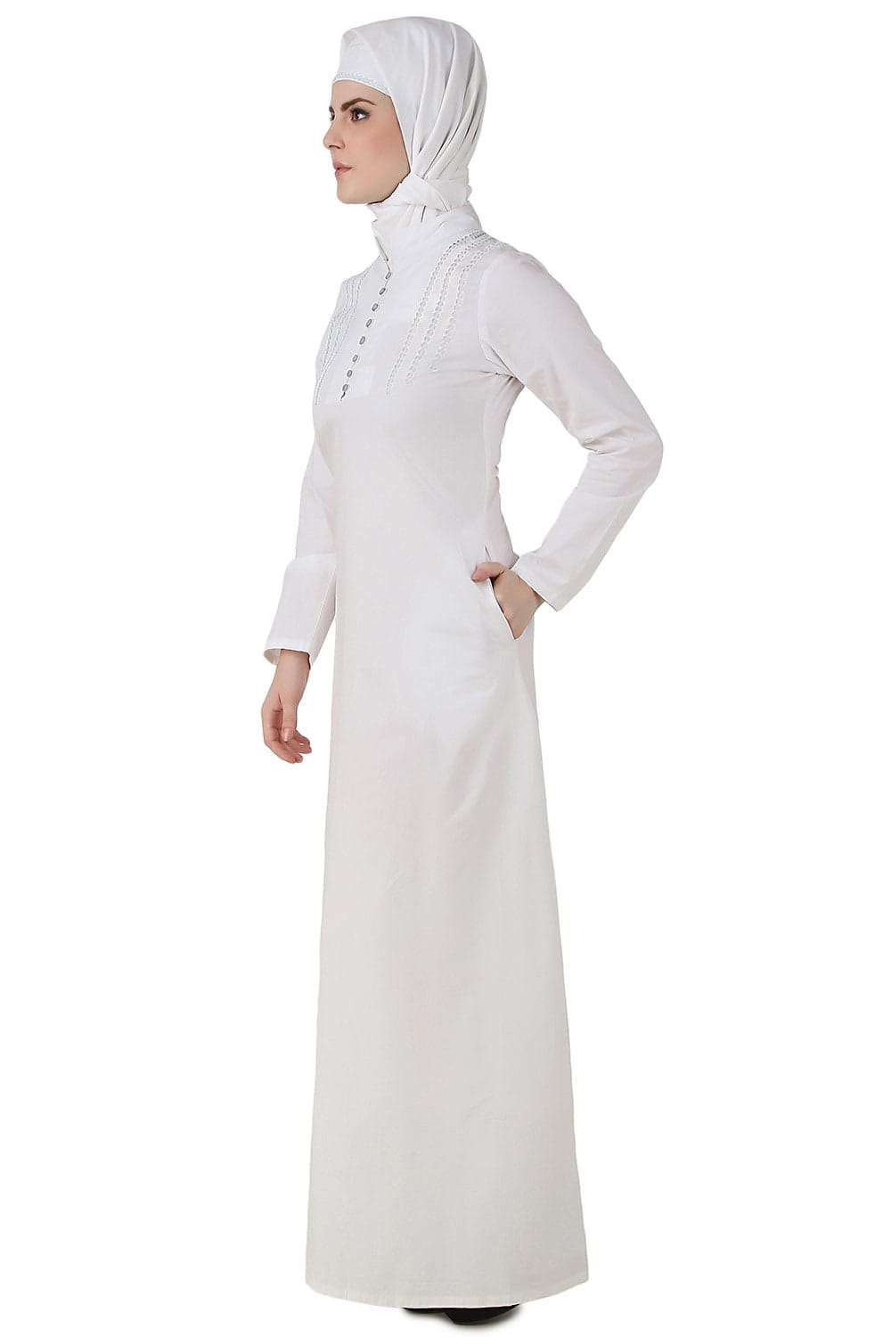 Hajna White Cotton Abaya