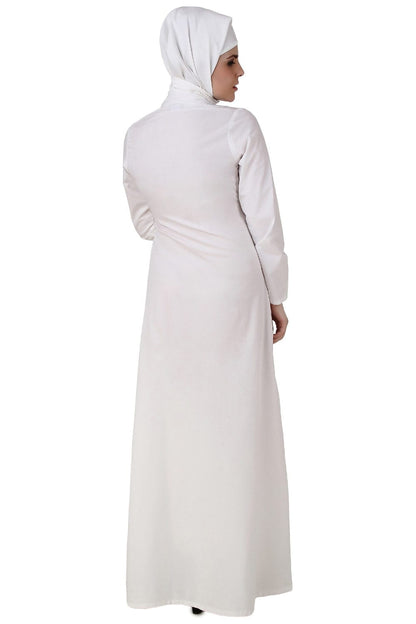 Hajna White Cotton Abaya