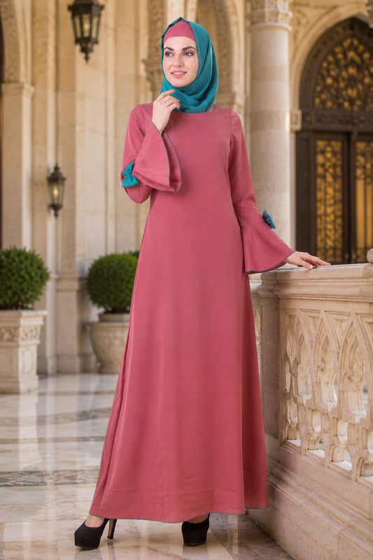Dusty Pink Crepe Abaya AY-709