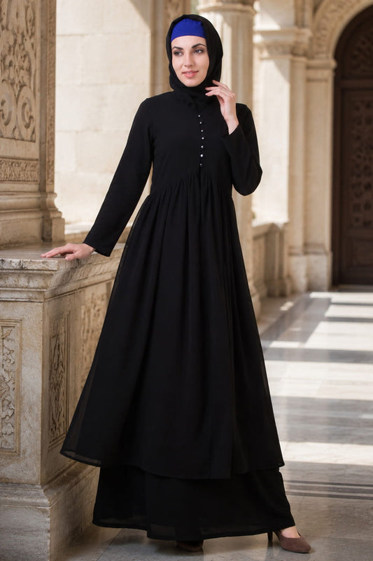 Black Nida and Georgette Abaya AY-710