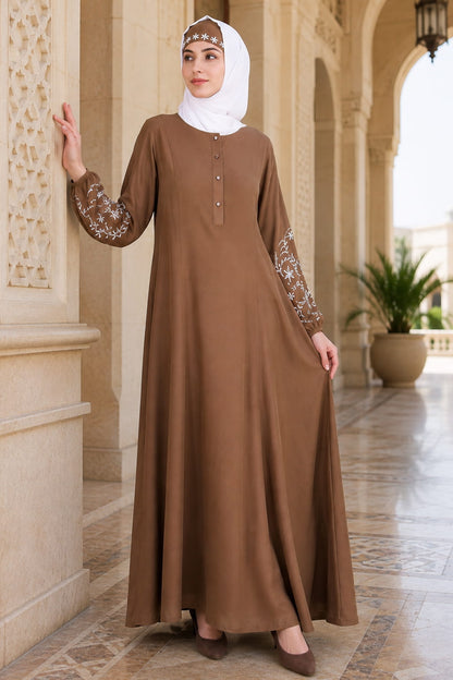 Rayon Princess Seam Khaki Abaya
