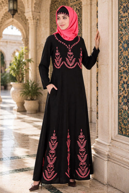 Embroidered Multi Panel Umbrella Abaya