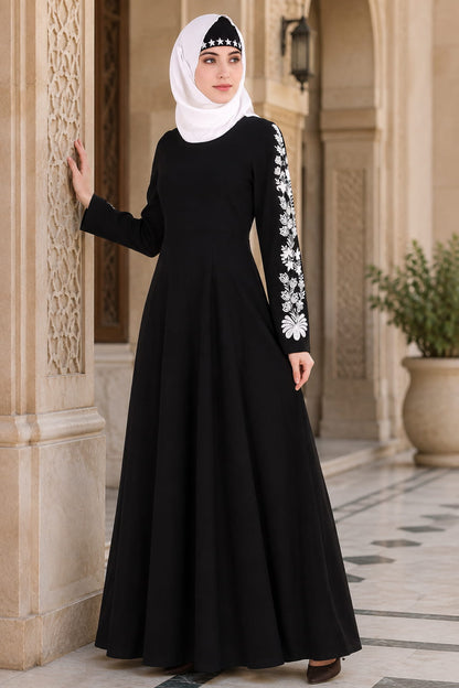 Floral Embellished Sleeve Anarkali Abaya