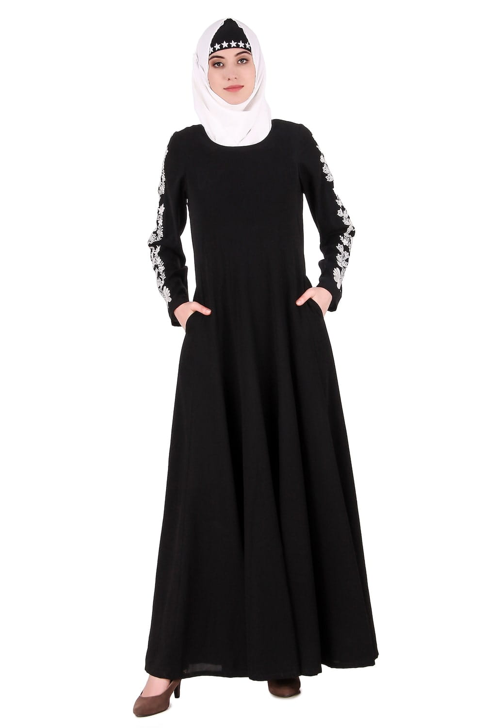 Floral Embellished Sleeve Anarkali Abaya