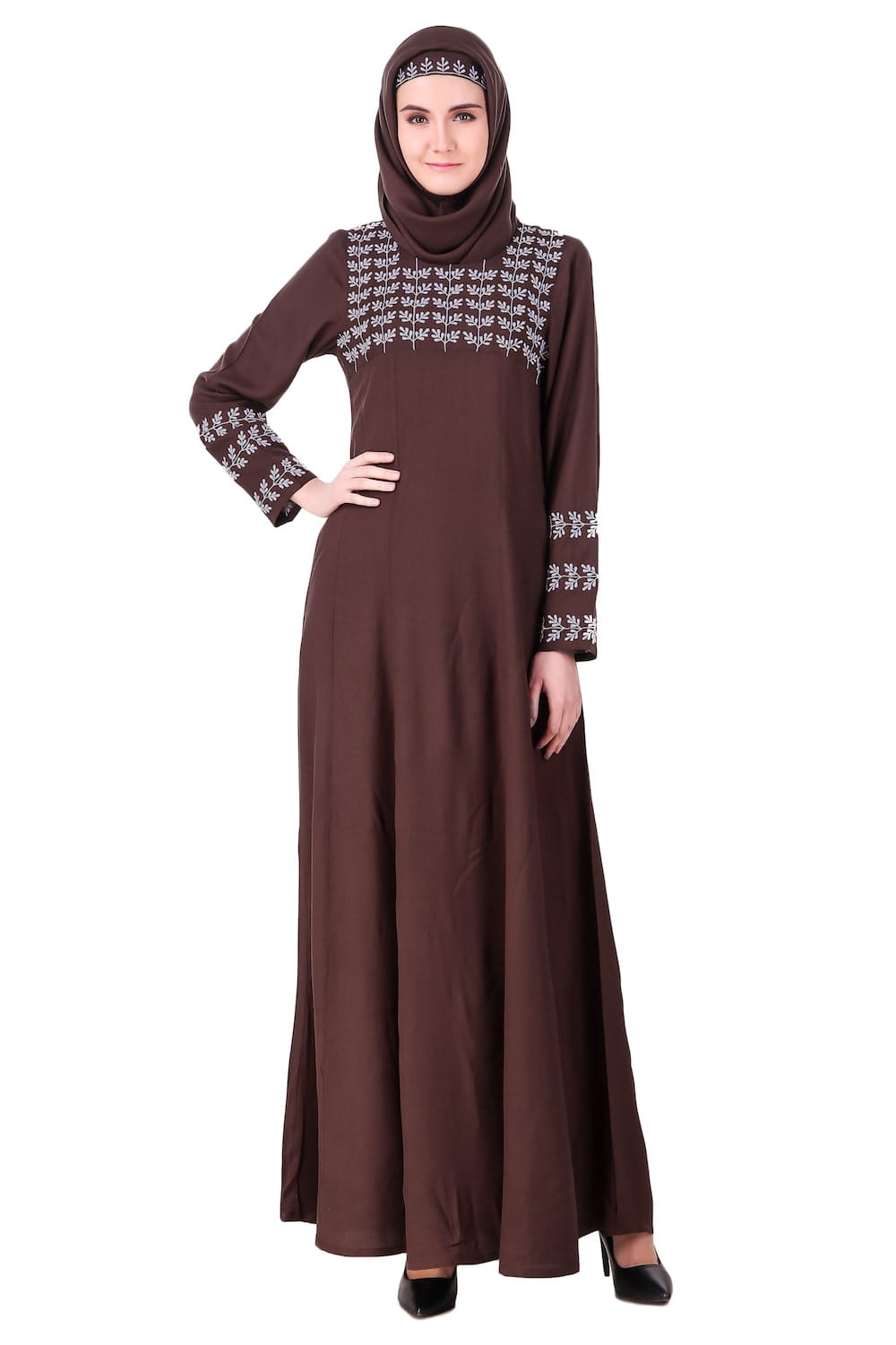 Repeat Leaf Pattern Rayon Abaya