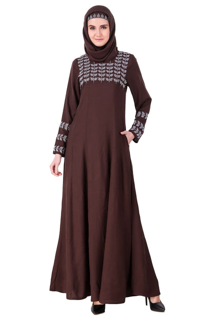 Repeat Leaf Pattern Rayon Abaya