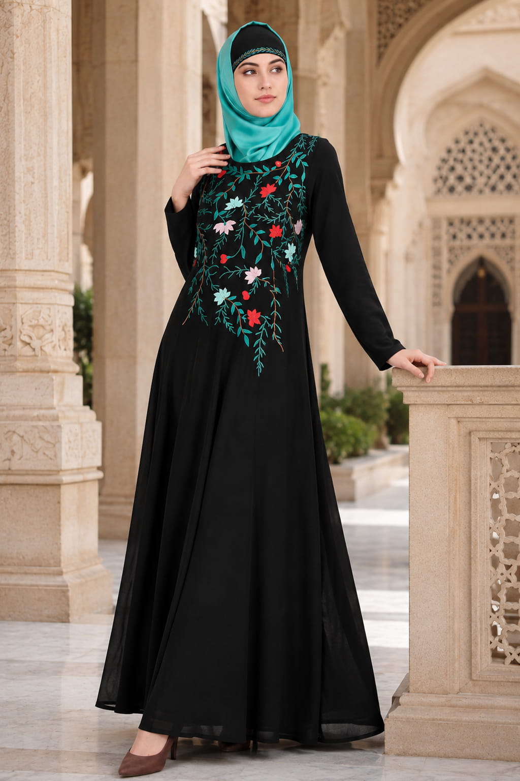 Nida & Georgette Dual Layer Anarkali Abaya