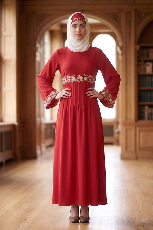 Red Bell Sleeve Rayon Abaya