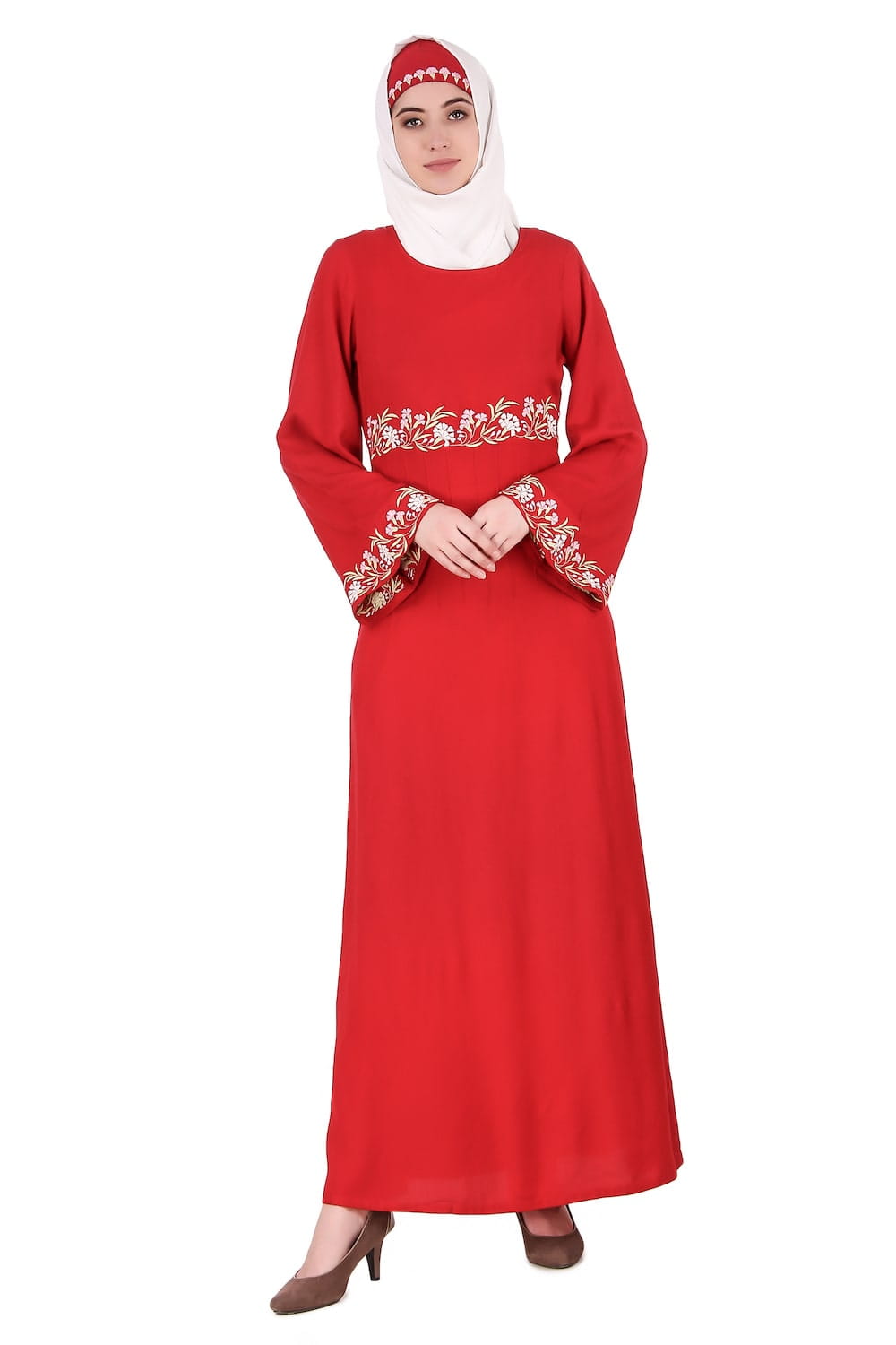 Red Bell Sleeve Rayon Abaya
