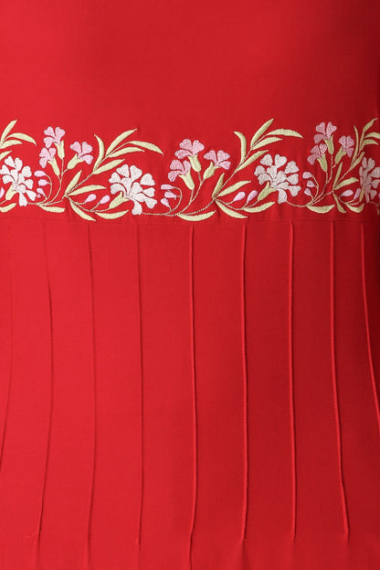 Red Bell Sleeve Rayon Abaya