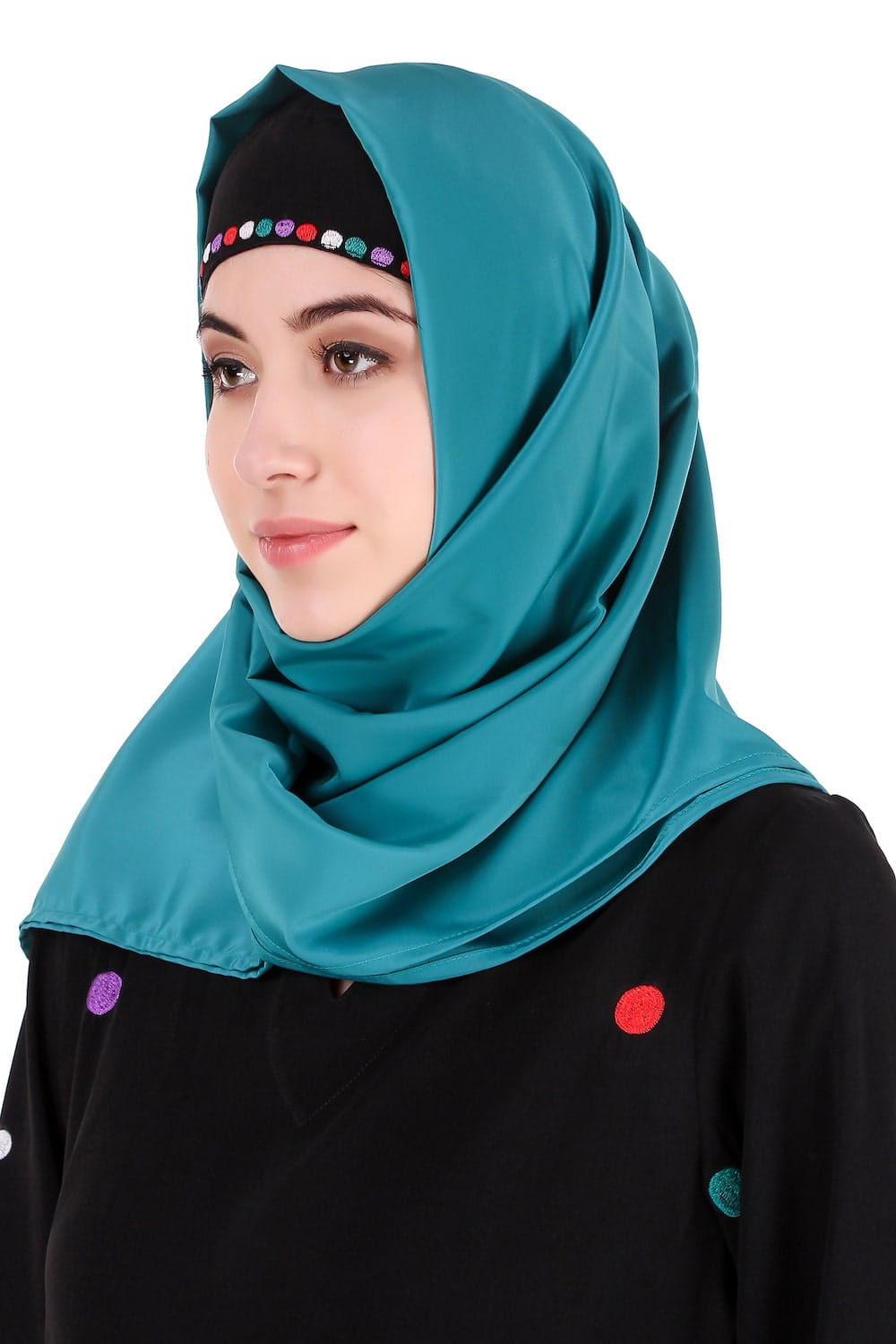 Colorful Embroidered Polka Dot Abaya