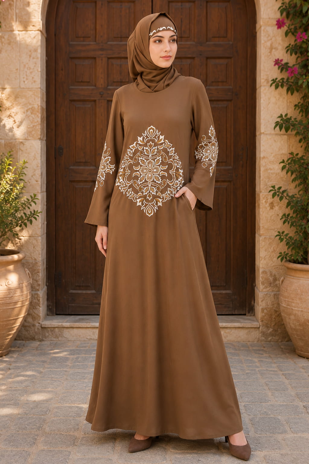 Floral Diamond Cut Festive Abaya