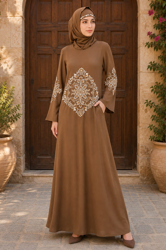 Floral Diamond Cut Festive Abaya