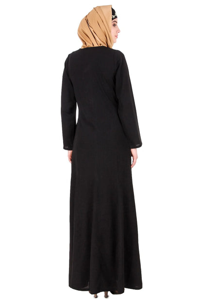 Black Nida Leaf Embroidered Abaya