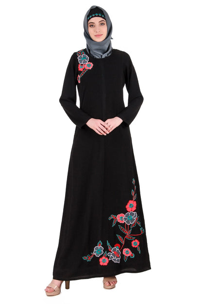 Floral Patch Work A-Line Abaya