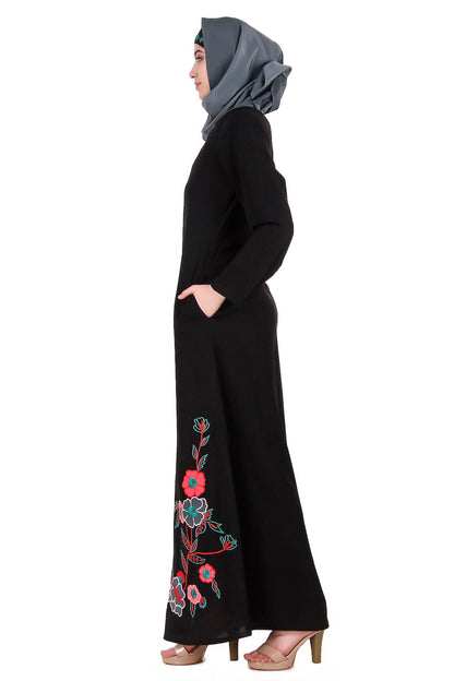 Floral Patch Work A-Line Abaya