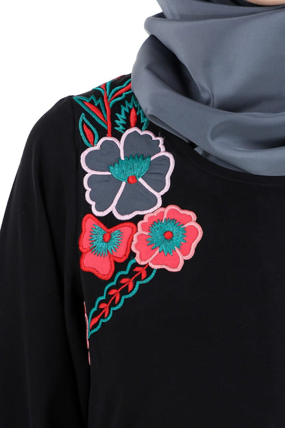 Floral Patch Work A-Line Abaya