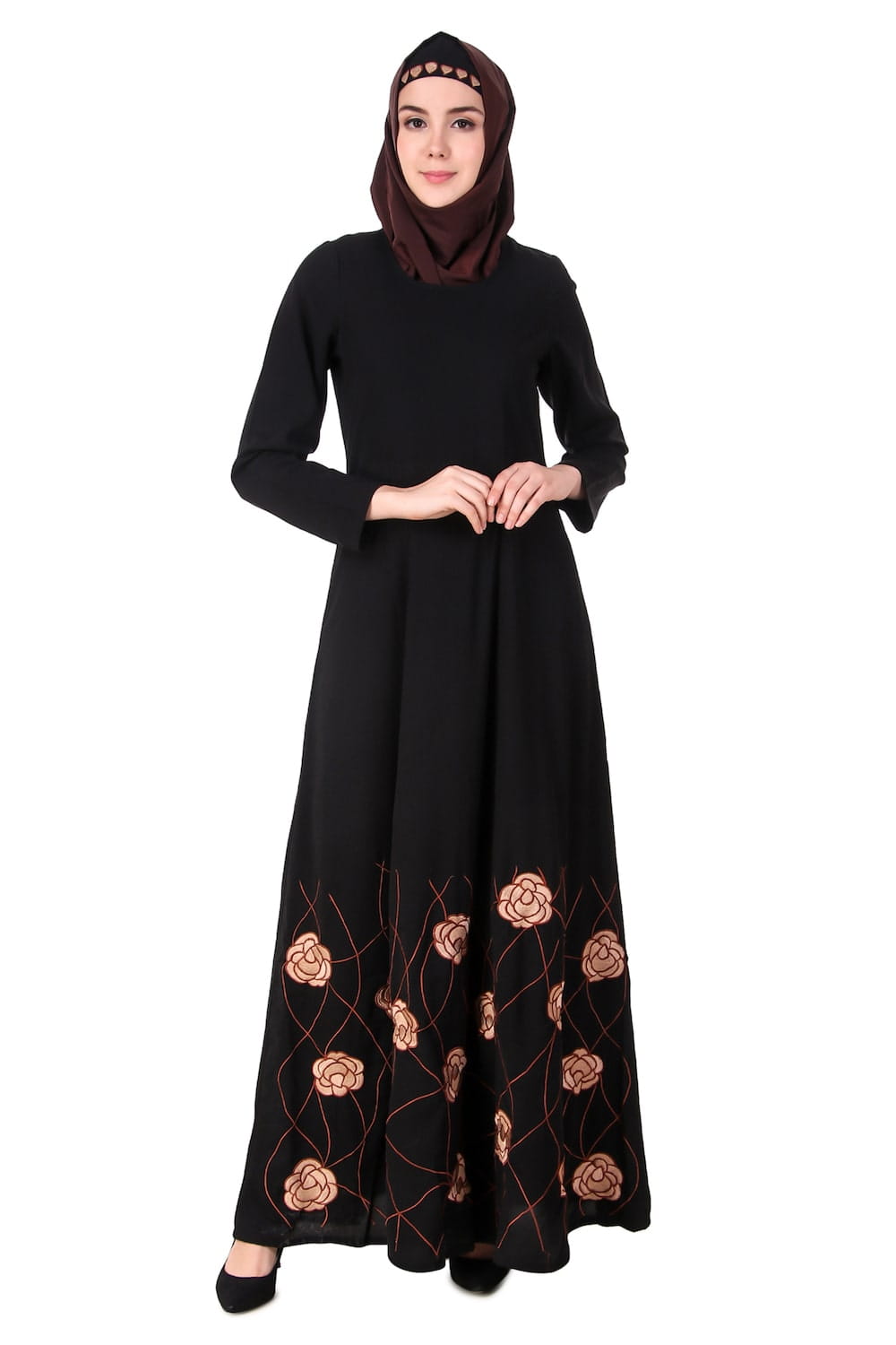 Heavy Floral Embroidered Bottom Anarkali Abaya