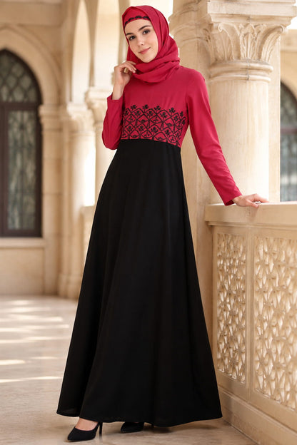 Floral Embroidered Dual Colour Anarkali Abaya
