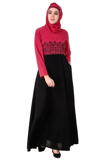 Floral Embroidered Dual Colour Anarkali Abaya