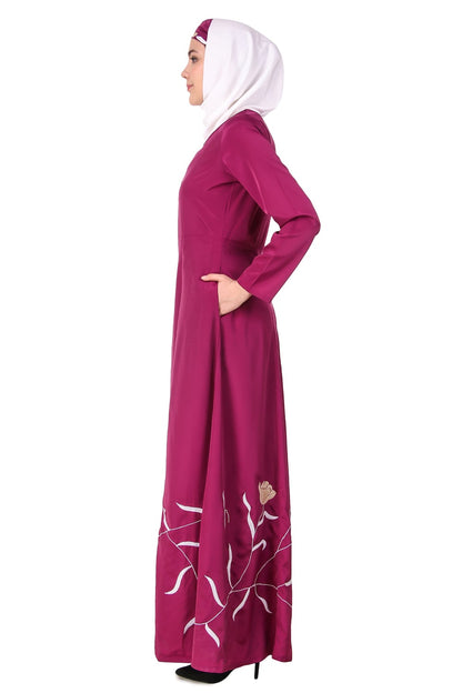 Embroidered Flower Stems Anarkali Abaya