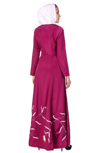 Embroidered Flower Stems Anarkali Abaya
