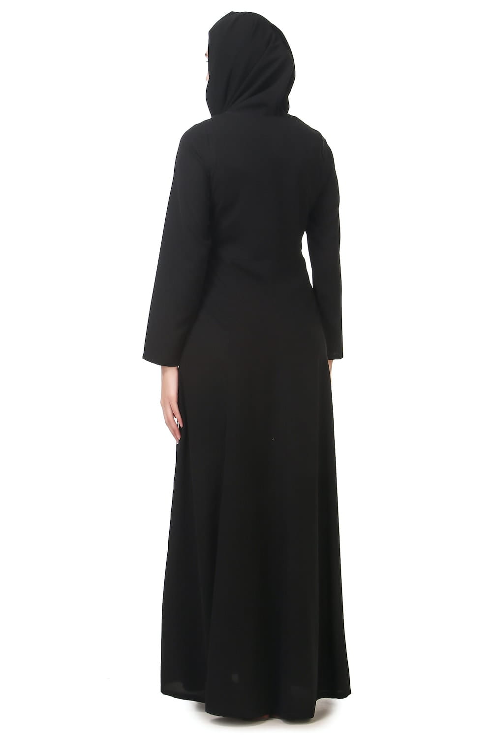 Contrast Embroidery Heavily Flared Abaya