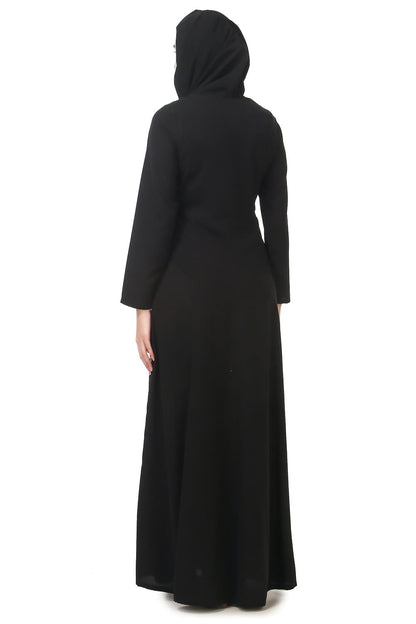 Contrast Embroidery Heavily Flared Abaya