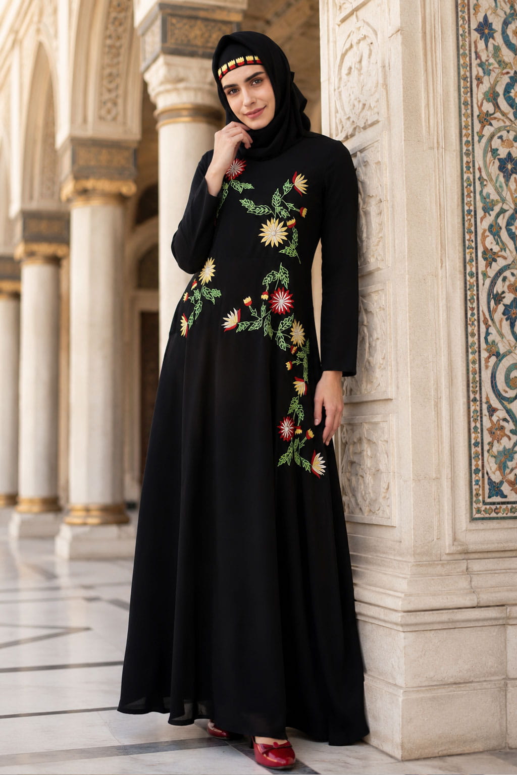 Premium Front Embroidered Anarkali Abaya