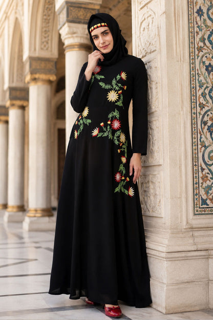 Premium Front Embroidered Anarkali Abaya