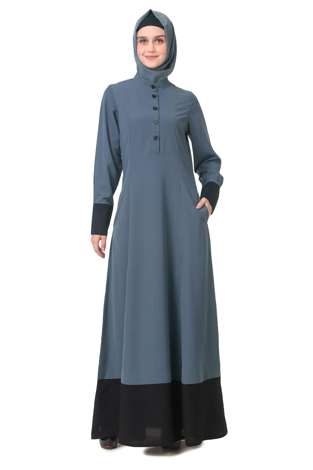 Wide Panel Dual Color Semi Circular Abaya