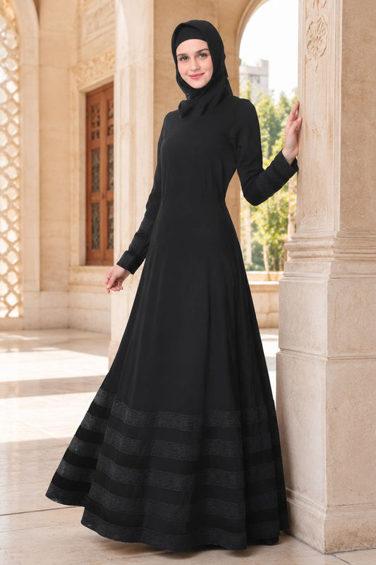 Multi Level Lace Embellishment Eid Abaya