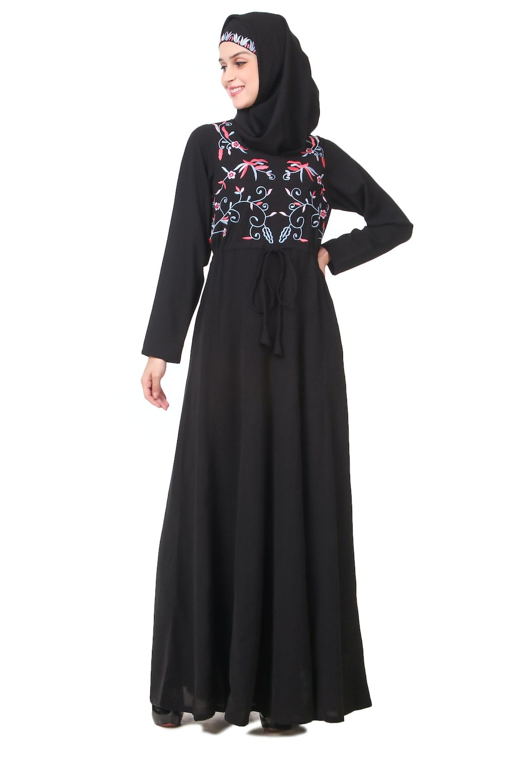 String Fit Waist Anarkali Abaya